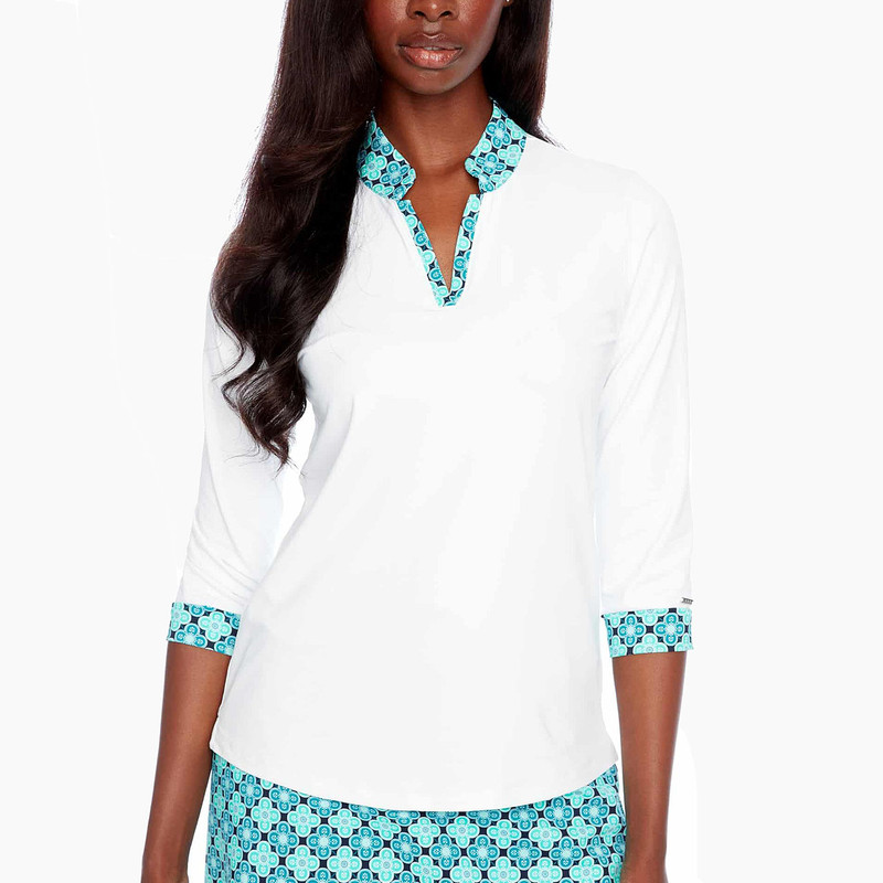 Swing Control Velocity Tile Quarter Sleeve V-Neck Mock