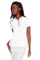 Swing Control Velocity White/Silver Contrast Short Sleeve Button Polo