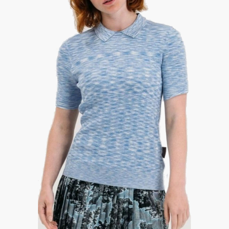 Foray Golf Space Dye Melange Blue Short Sleeve Polo