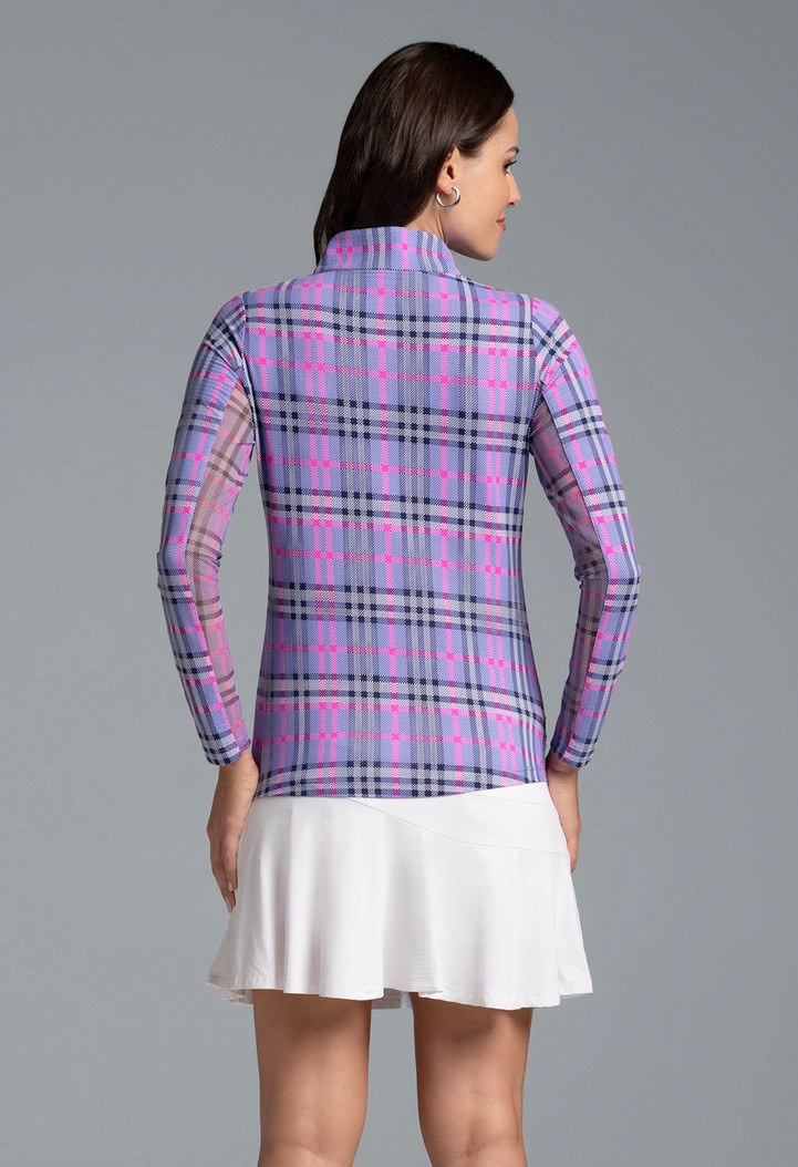 IBKUL Judith Plaid Long Sleeve Zip Mock