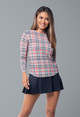 IBKUL Judith Plaid Long Sleeve Crewneck