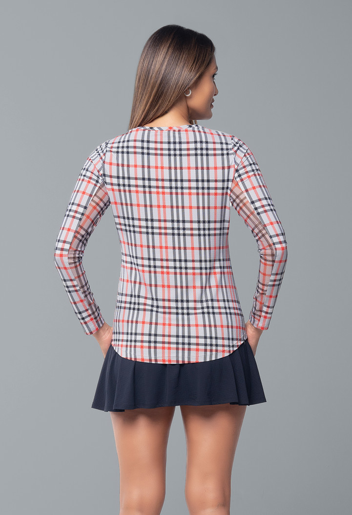 IBKUL Judith Plaid Long Sleeve Crewneck