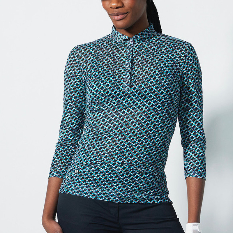 Daily Sports Valente Geo Tribe Long Sleeve Mesh Polo