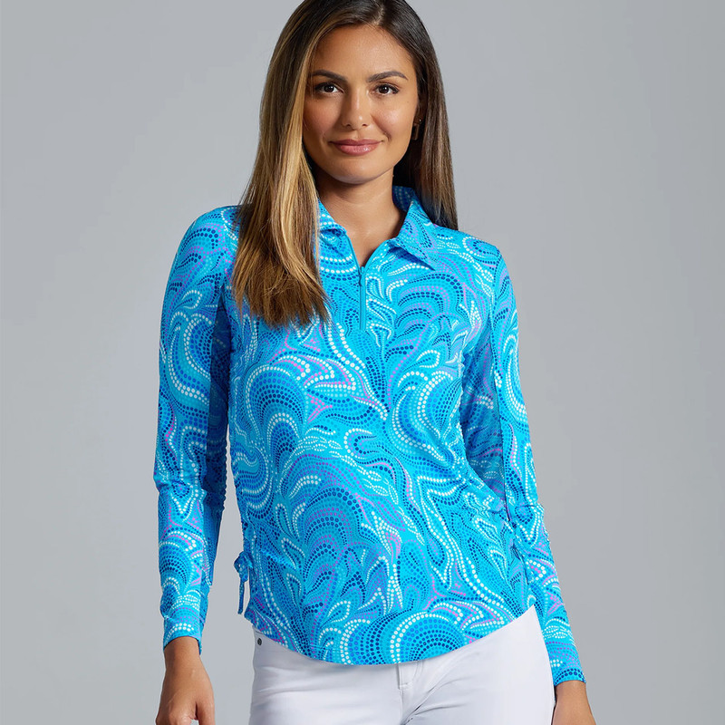 IBKUL Rebecca Long Sleeve Ruched Polo