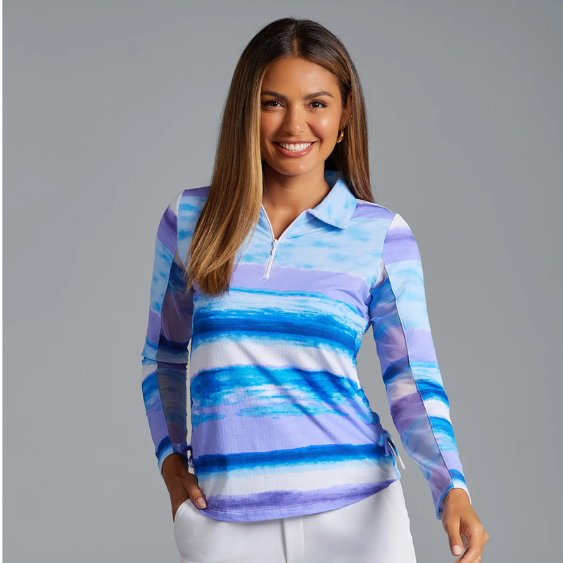 IBKUL Amy Long Sleeve Ruched Polo