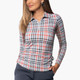 IBKUL Judith Plaid Adjustable Long Sleeve Zip Polo