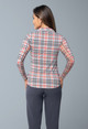 IBKUL Judith Plaid Adjustable Long Sleeve Zip Polo