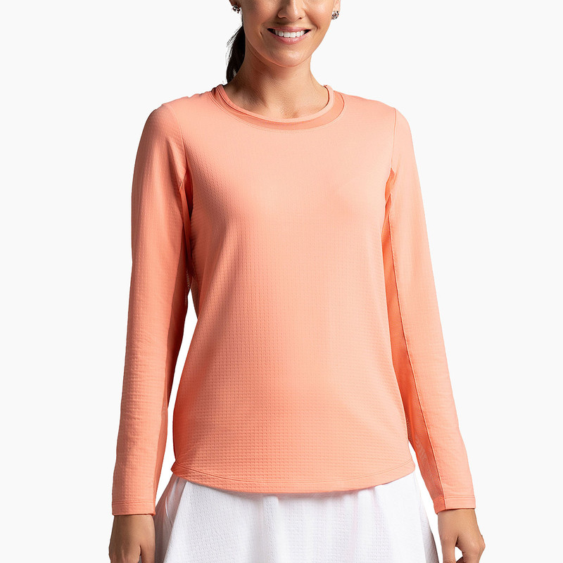 IBKUL Essentials Long Sleeve Solid Mesh Crewneck