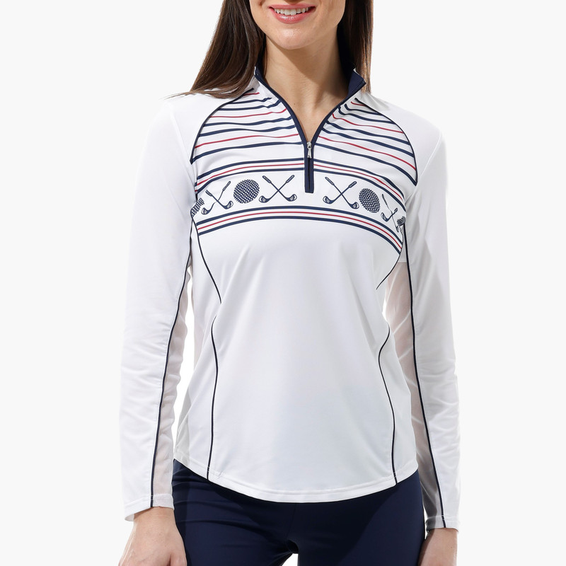 SanSoleil SunGlow L/S Piping Mock - Chip Shot