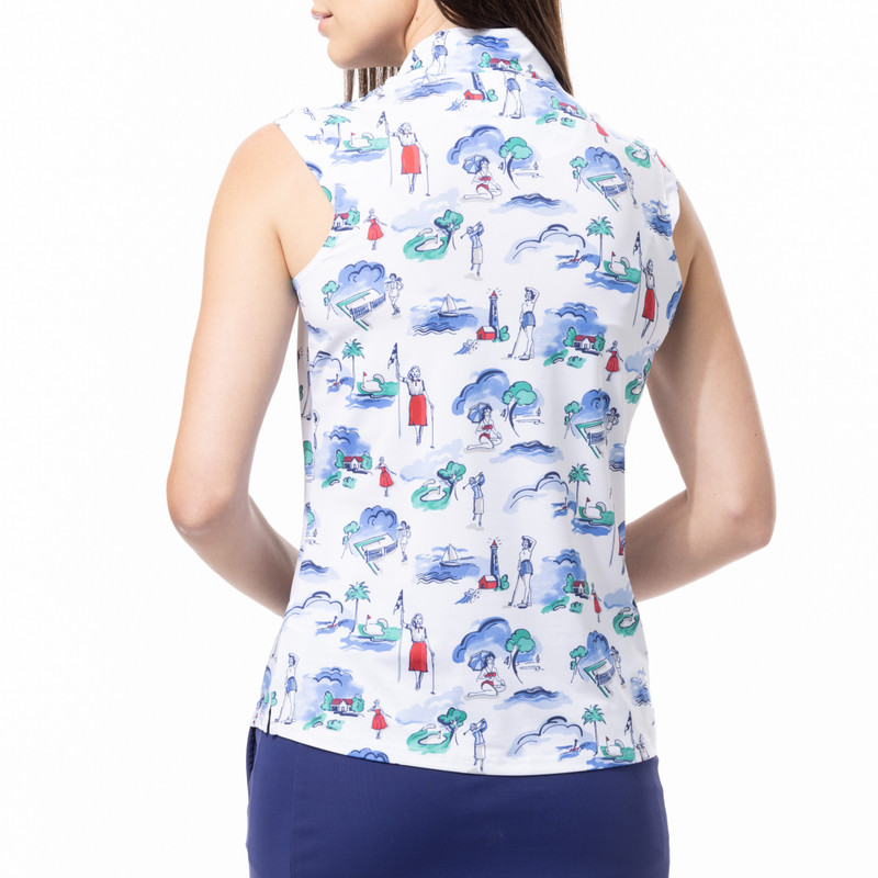 SanSoleil Club Life Navy SolCool Sleeveless Mock