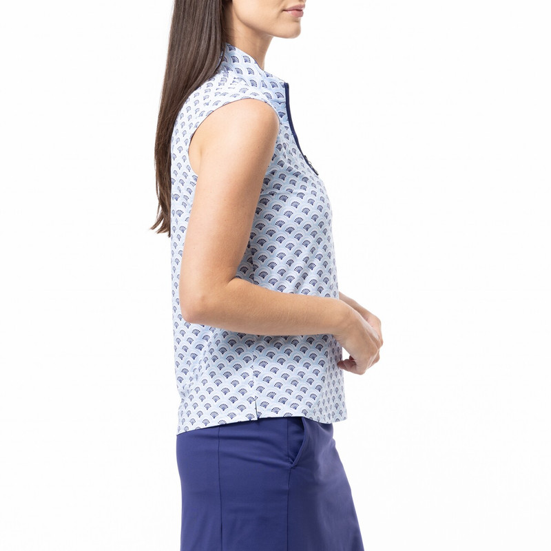 SanSoleil ShellTee Navy SolCool Sleeveless Mock