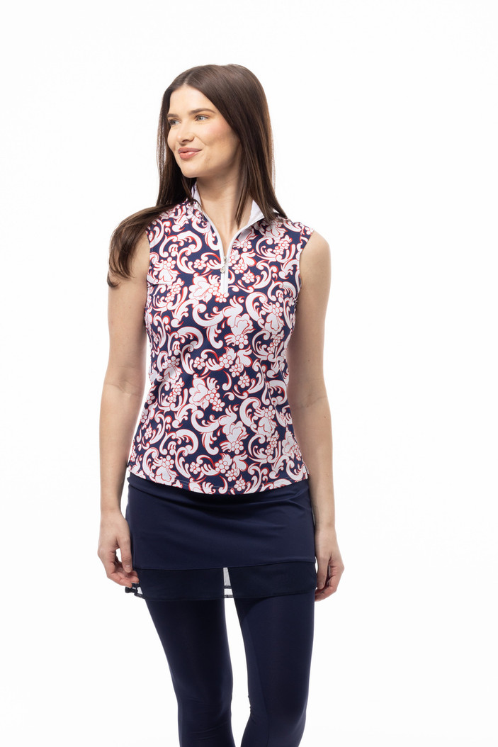 SanSoleil Pasley Park Navy/Red Sleeveless SolTeK LUX Mock