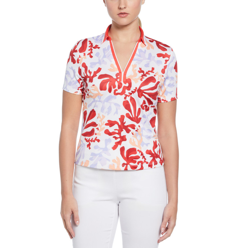 Callaway Summer Abstract Floral Short Sleeve Polo