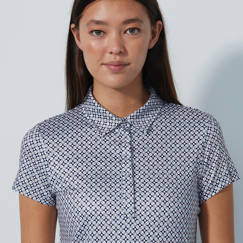 Daily Sports Sheermotion Mosaic Navy/Pink Mesh Polo