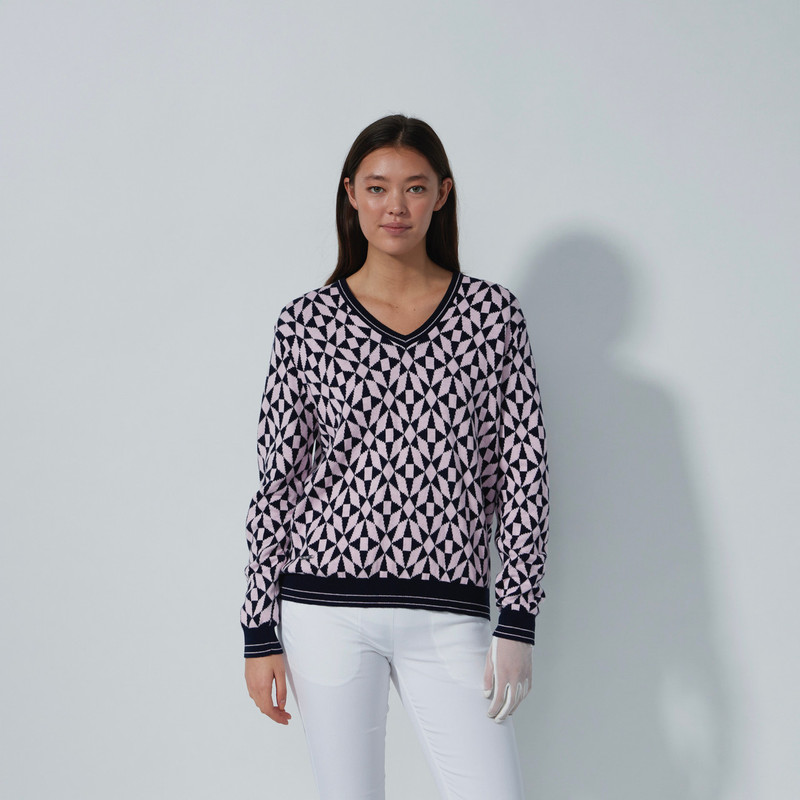Daily Sports Navy/Pink Mosaic Harmony Cashmere Sweater