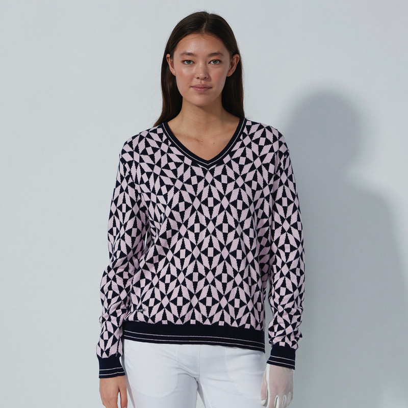 Daily Sports Navy/Pink Mosaic Harmony Cashmere Sweater