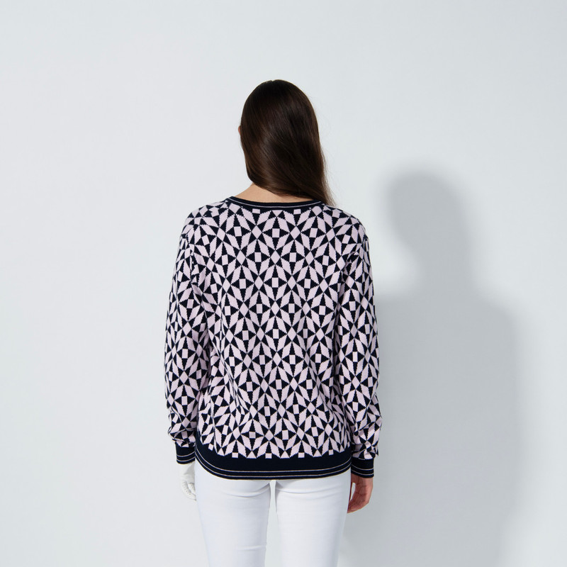 Daily Sports Navy/Pink Mosaic Harmony Cashmere Sweater