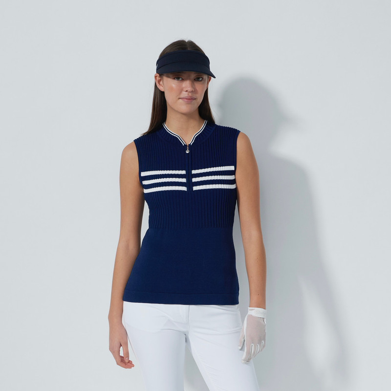 Daily Sports Awara Dark Navy Sleeveless Knit Polo