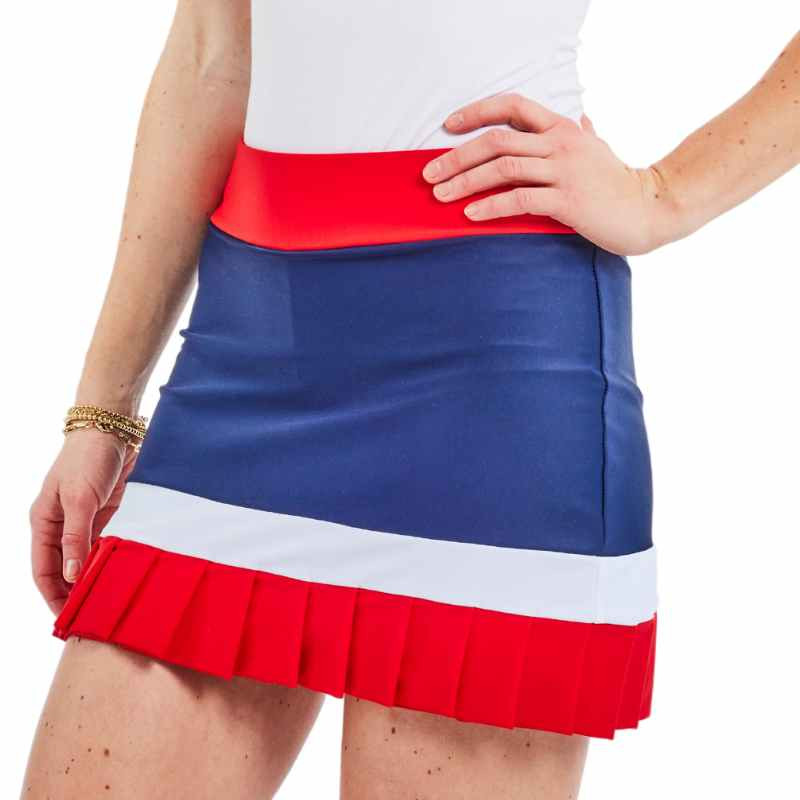 TzuTzu Darby 16" Colorblock Pleat Skort
