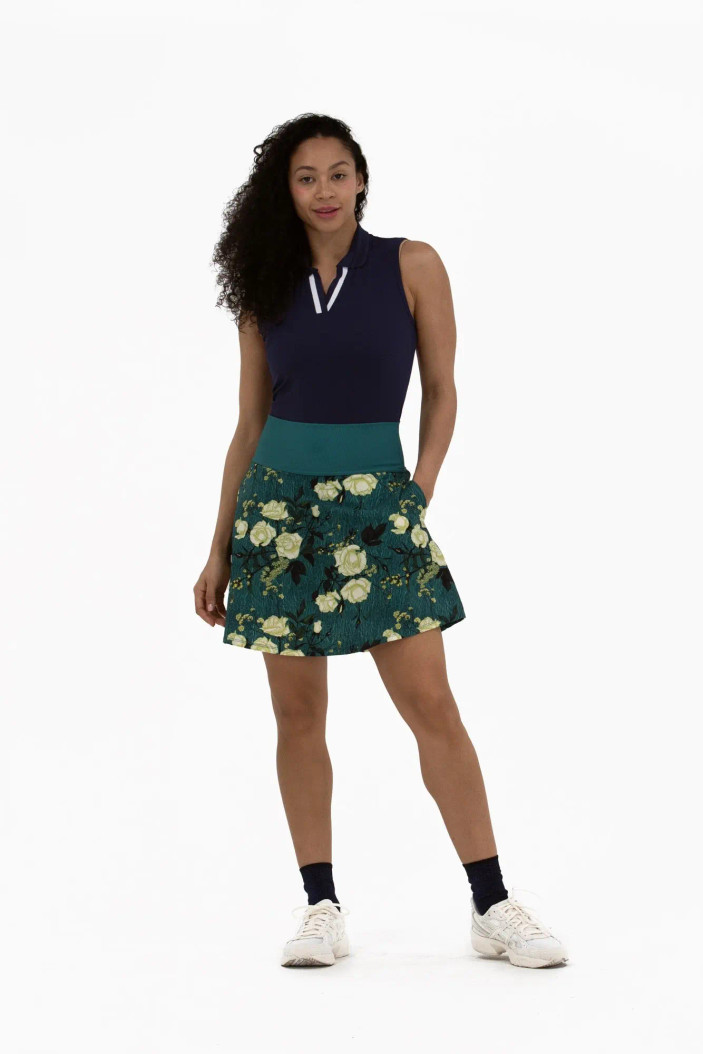 Foray Golf Green/Yellow Floral 17" Flair Skort
