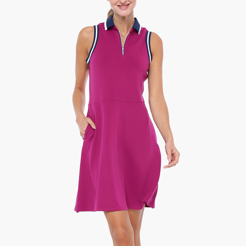 BelynKey Preston Magenta Textured Scuba Knit Sleeveless Dress