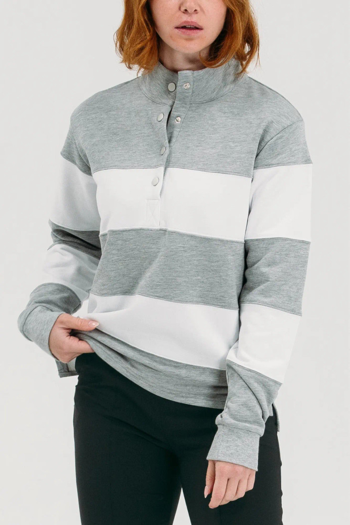 Foray Golf Rugby Marl Grey/White Stripe Pullover