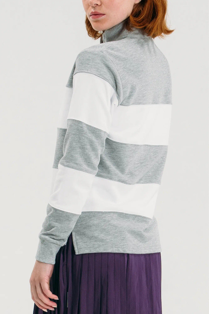 Foray Golf Rugby Marl Grey/White Stripe Pullover