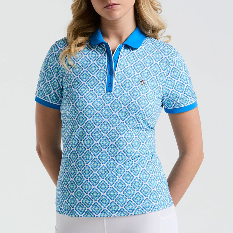 Original Penguin French Blue Lattice Short Sleeve Polo