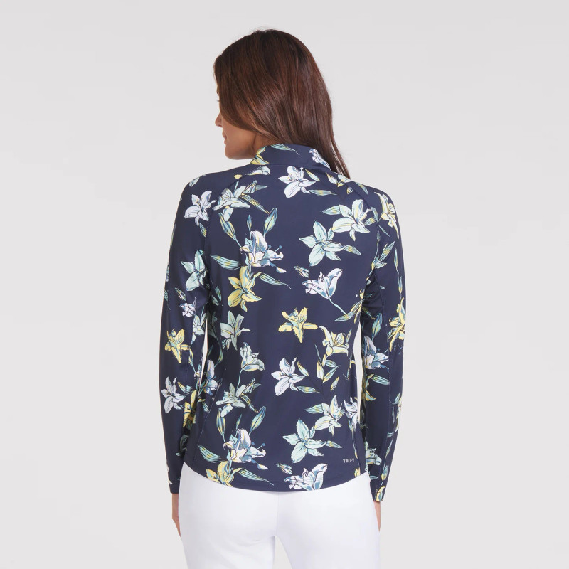 PUMA Lily Floral YouV Brrr 1/4 Zip Long Sleeve Cooling Mock