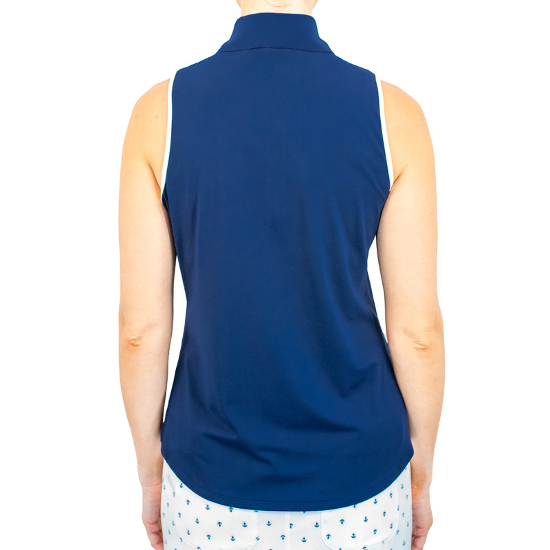 BelynKey Navy Cutaway Sleeveless Mock