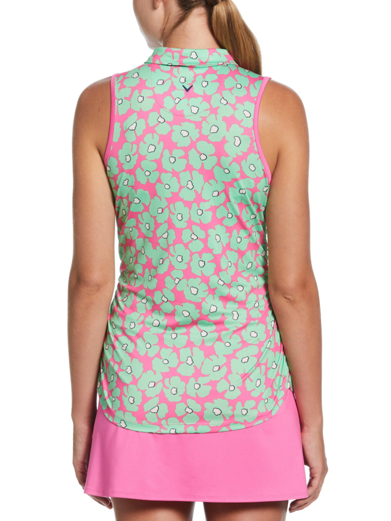 Callaway Floral Printed Sleeveless Golf Polo