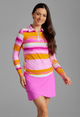 IBKUL Amy Long Sleeve Ruched Polo