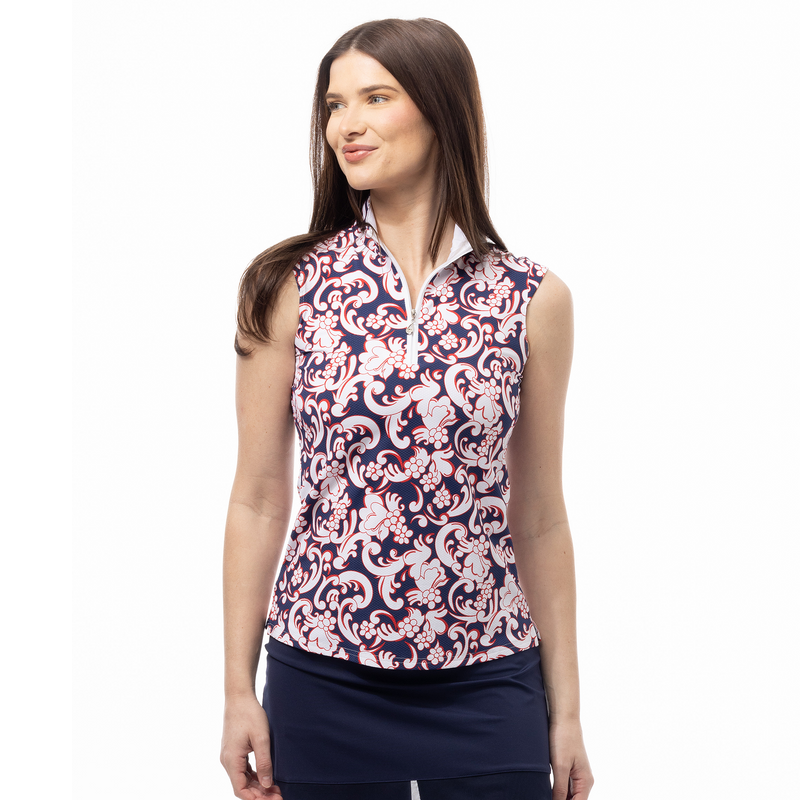 SanSoleil Pasley Park Navy/Red Sleeveless SolTeK LUX Mock
