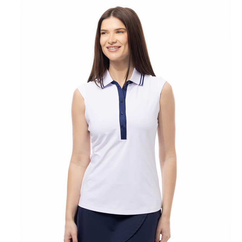 SanSoleil SolairCool Tipped Solid Sleeveless Polo