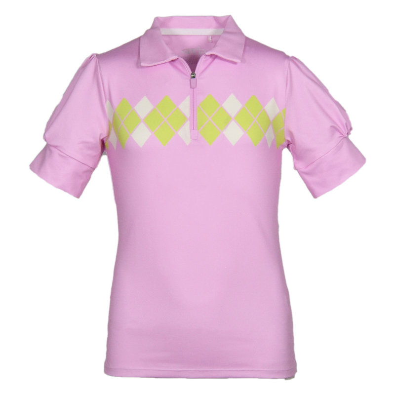 GARB Girls Greer Pink/Light Green Argyle Golf Polo